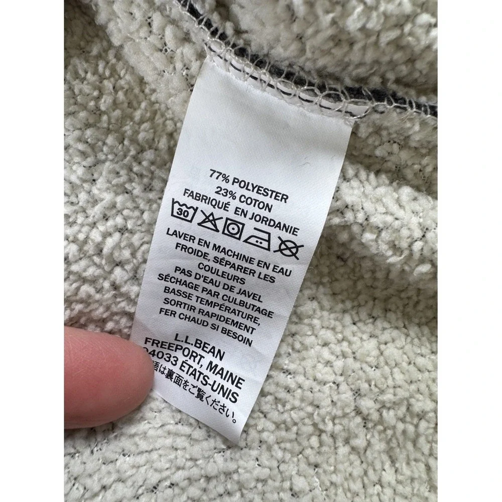 LL Bean Sherpa Lined Waffle Henley Sweater Pullover Quarter Snap Gray Mens Large - Picture 5 of 9
